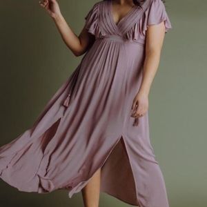 Baltic Born Jennifer Deep V Maxi Dress | Dusty Mauve 3X NWT